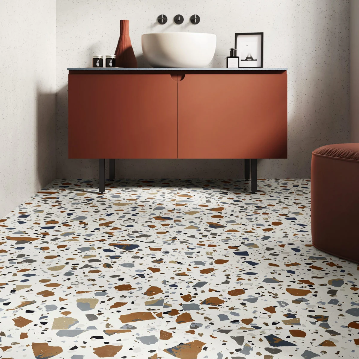 Flecks White Terrazzo Tile - Image 3