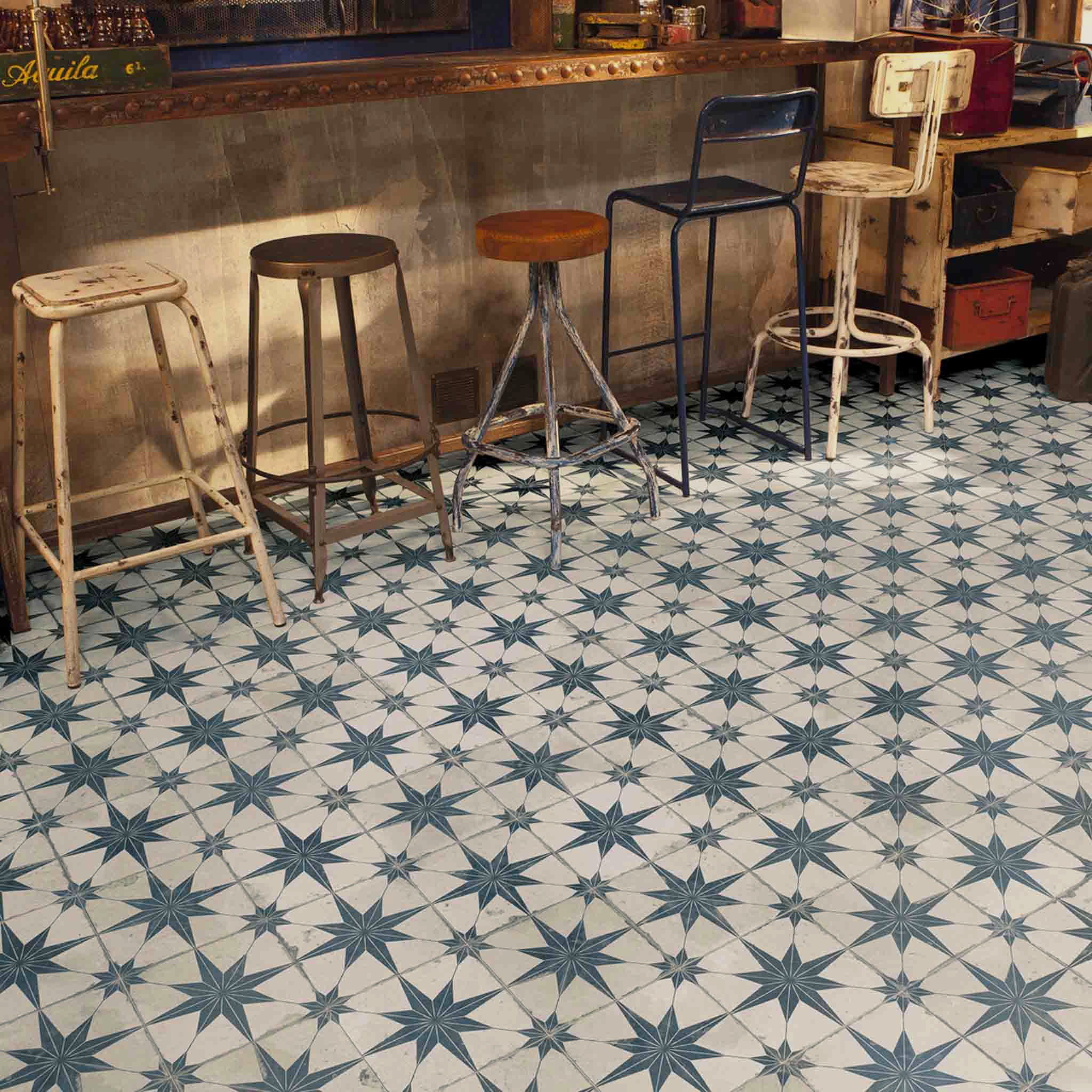 Heritage Star Blue Patterned Tile - Image 3