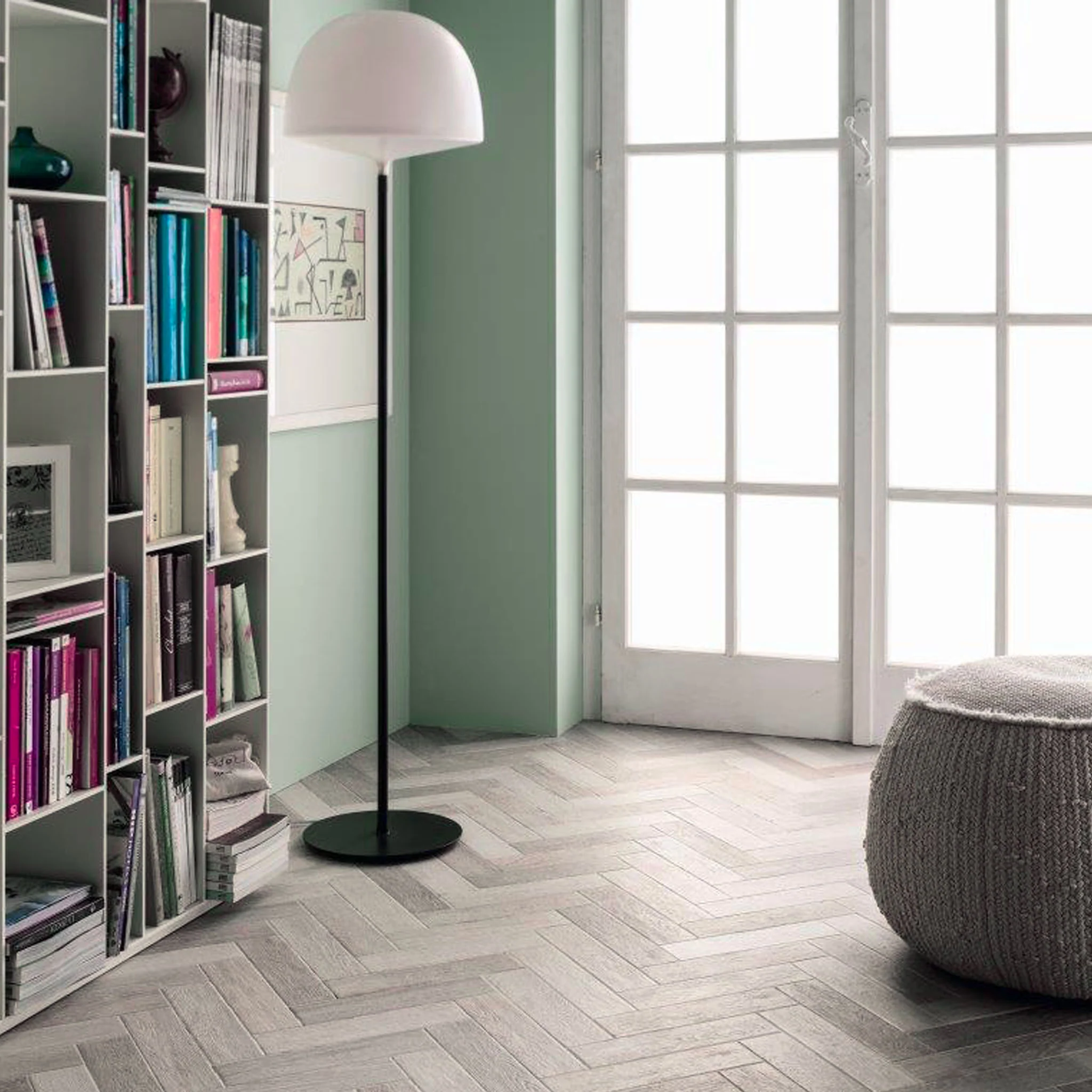 Herringbone White Wood Effect Tile - Image 5